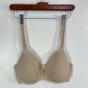 Natori Pure Luxe Underwire T-Shirt Bra in Nude 34DD Lace Strap Flora Contour‎